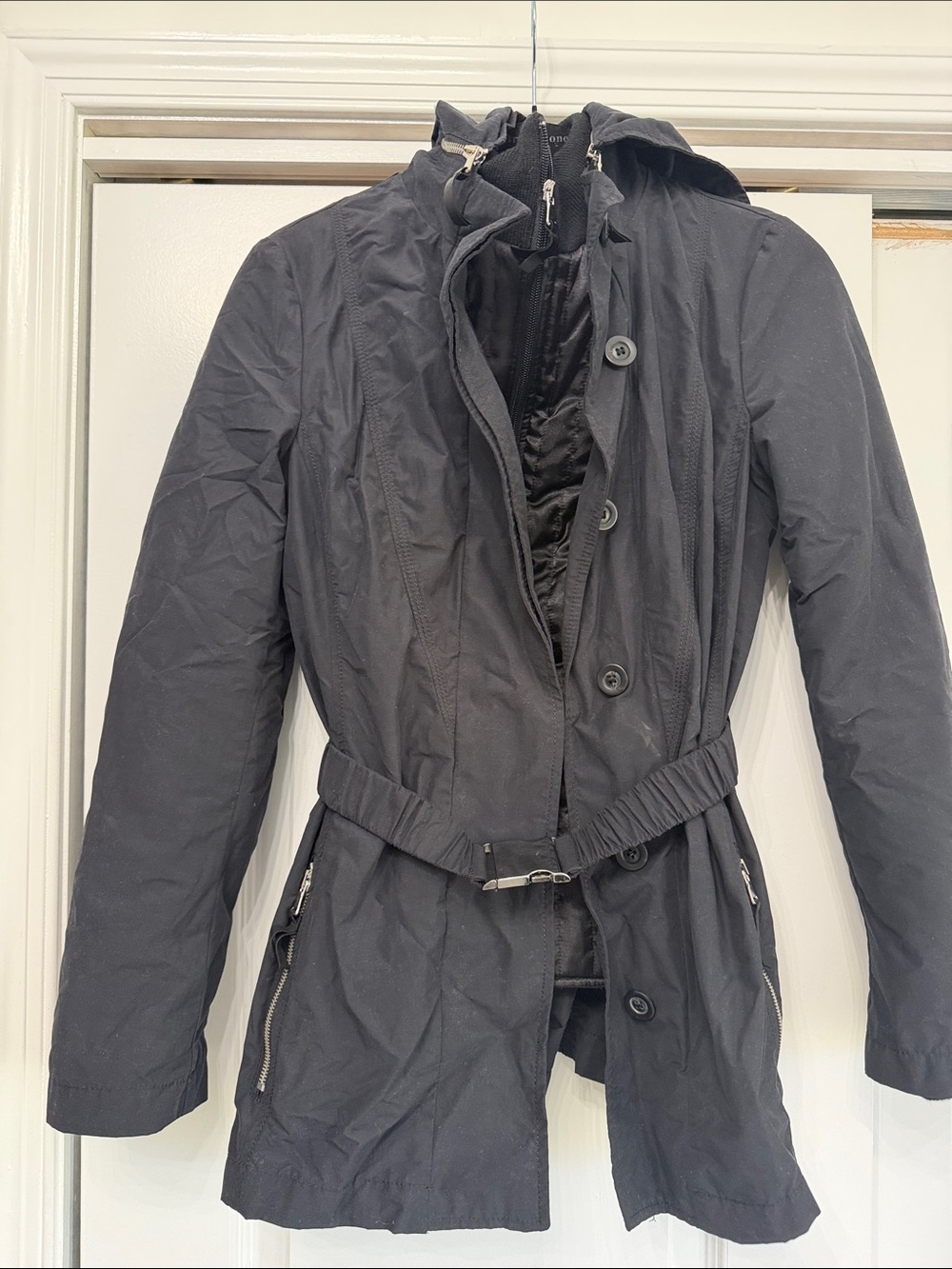 United Colors Of Benetton Black Belted Trench Coat